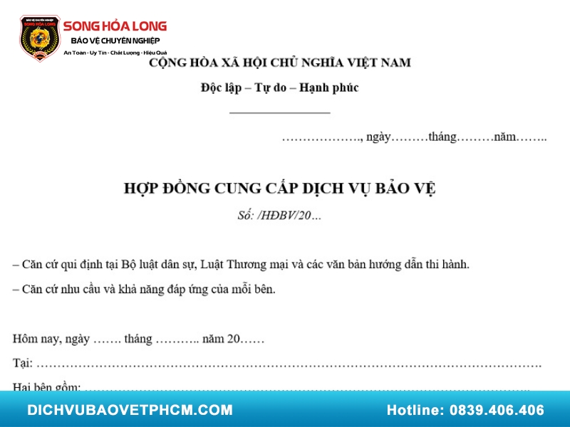 Mẫu hợp đồng thuê khoán bảo vệ